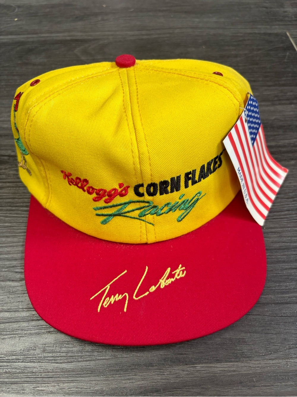 Vintage 1996 Nascar Corn Flakes Racing Yellow and Red Cap Deadstock NWT OS